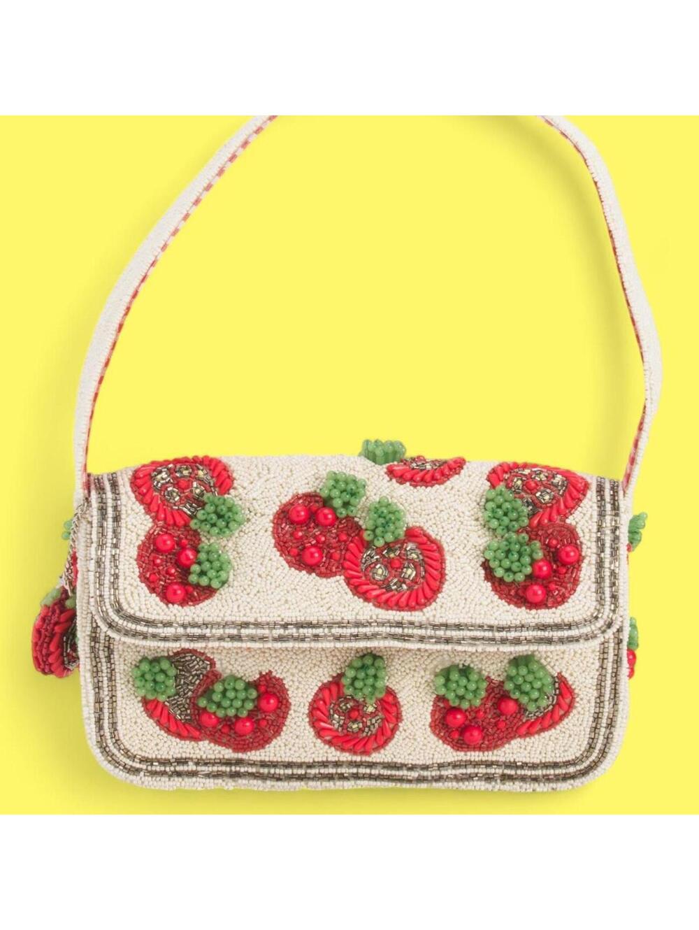 TikTok Viral Tomato Beaded Bag with Red Gingham Lining
